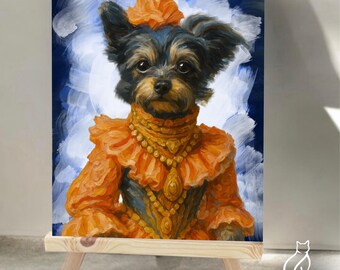 Individuelles Renaissance-Hundeporträt, königliche Haustierkunst, personalisiertes Hundegeschenk, fester Druck