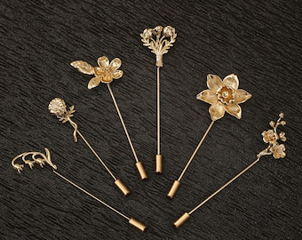 Personalized brooch, birth flower brooch, suit lapel pin, flower stick pin, handmade brooch, wedding brooch, birthday gift for her