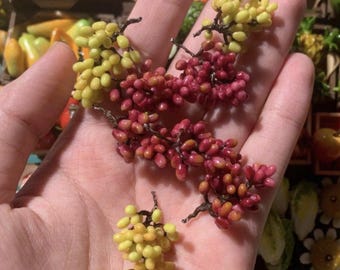 2Pcs Grapes miniatures fruit ,Gift family, Miniatures bake, Home Garden