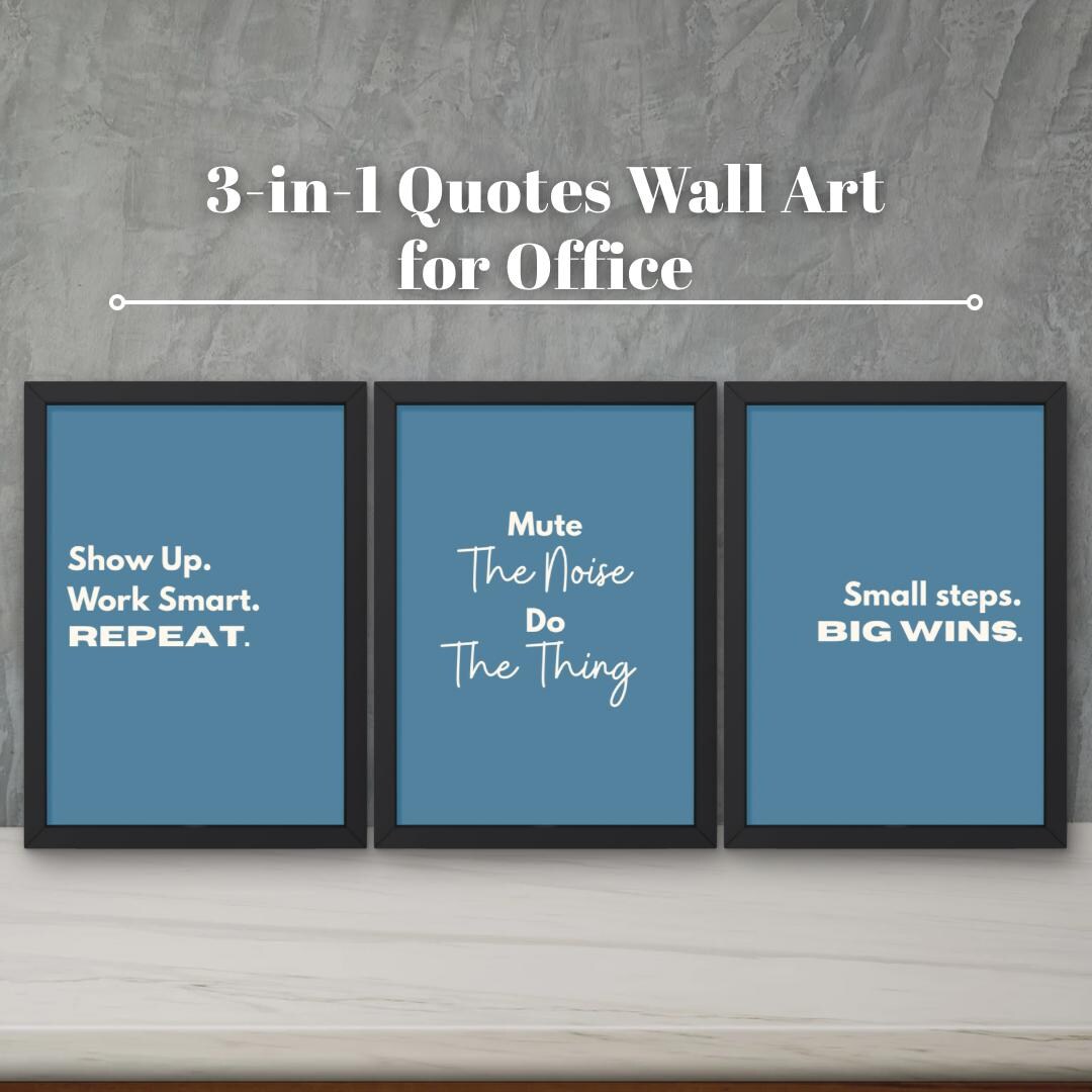 Minimalist Office Wall Art Set of 3 | Motivational Work Quotes ...