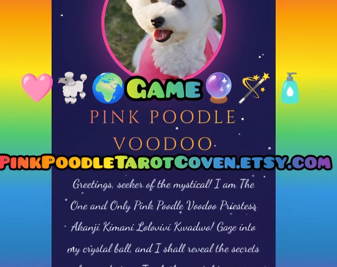 EXCLUSIVELY AUTHENTIC Pink Poodle Voodoo Game Full-Stack App + 5 Customizable, Marketable Spiritual Images