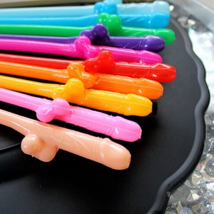 Bachelorette Party Straws, Rainbow, 12-36 Pack Penis Straws, Pecker Straws, Willy Straws, Bachelorette Decorations, or Jumbo Straw, ON SALE image 2