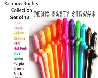 Penis straws, Bachelorette Party Straws, Bachelorette Party Favors, Bachelorette Party, Penis Favors , Straws, Rainbow, Party Supplies