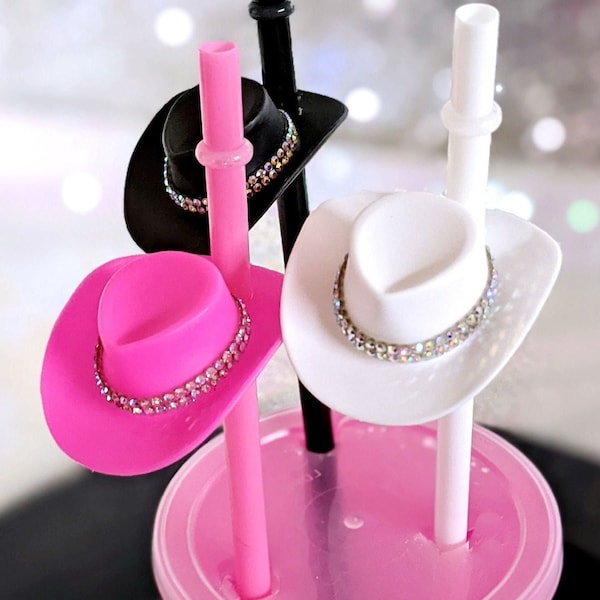 Rhinestone Cowboy Hat Party Straws: Western Cowgirl Decor