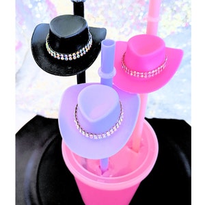 Cowboy Hat Party Straws, Western Boots and Bling, Nash Bash, Mini Cowboy Hat Drinking Straws, Bachelorette Party Favors, Cowgirl Party Straw image 2