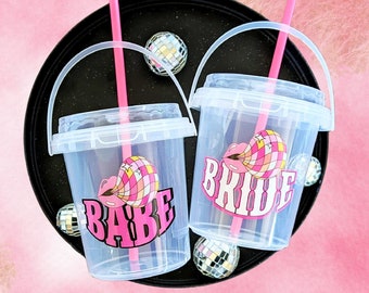 Bachelorette Party Plastic Drink Cup, Disco Cowgirl Party Cups, Personalized, Last Disco, Babe and Bride Matching Bachelorette Party Cup