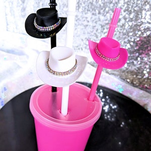 Cowboy Hat Party Straws, Western Boots and Bling, Nash Bash, Mini Cowboy Hat Drinking Straws, Bachelorette Party Favors, Cowgirl Party Straw image 8