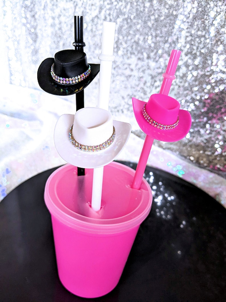 Cowboy Hat Party Straws, Western Boots and Bling, Nash Bash, Mini Cowboy Hat Drinking Straws, Bachelorette Party Favors, Cowgirl Party Straw image 8