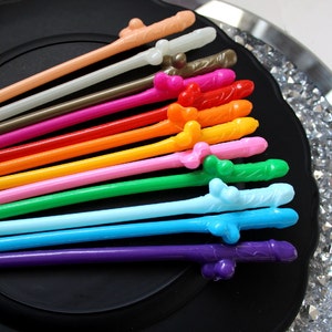 Bachelorette Party Straws, Rainbow, 12-36 Pack Penis Straws, Pecker Straws, Willy Straws, Bachelorette Decorations, or Jumbo Straw, ON SALE image 1