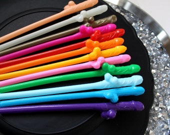 Bachelorette Party Straws, Rainbow, 12-36 Pack Penis Straws, Pecker Straws, Willy Straws, Bachelorette Decorations, or Jumbo  Bride Straw