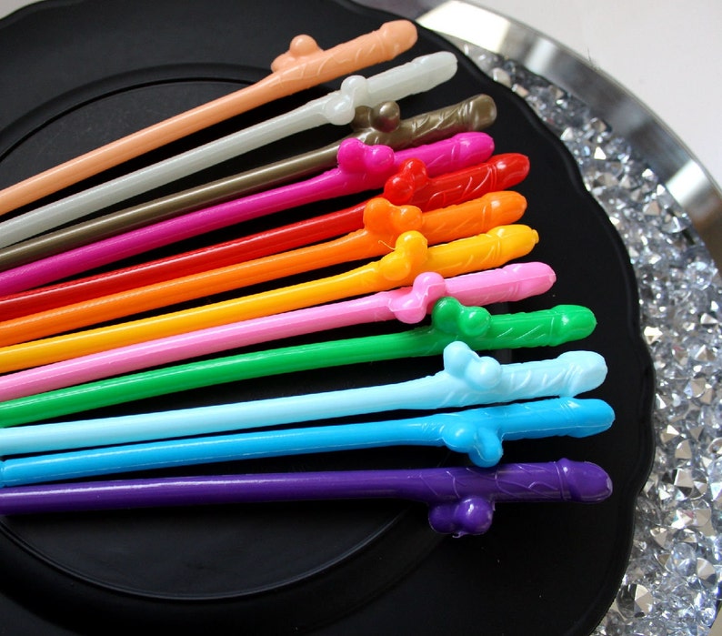 Bachelorette Party Straws, Rainbow, 12-36 Pack Penis Straws, Pecker Straws, Willy Straws, Bachelorette Decorations, or Jumbo Straw, ON SALE image 1