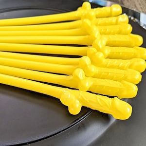 Bachelorette Party Straws, Rainbow, 12-36 Pack Penis Straws, Pecker Straws, Willy Straws, Bachelorette Decorations, or Jumbo Straw, ON SALE 12 Yellow