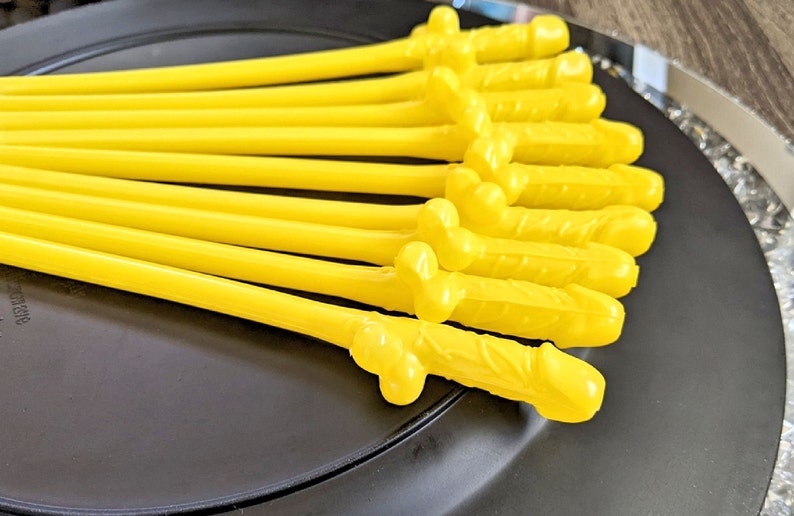 Bachelorette Party Straws, Rainbow, 12-36 Pack Penis Straws, Pecker Straws, Willy Straws, Bachelorette Decorations, or Jumbo Straw, ON SALE 12 Yellow