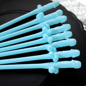 Bachelorette Party Straws, Rainbow, 12-36 Pack Penis Straws, Pecker Straws, Willy Straws, Bachelorette Decorations, or Jumbo Straw, ON SALE 12 Light Blue