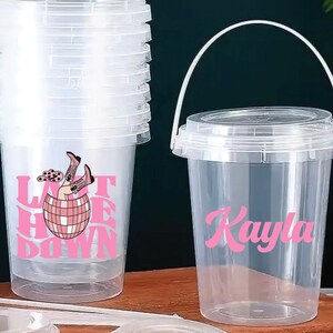 Last Hoe Down Bachelorette Party Plastic Drink Cup, Last Bash in Nash, Personalized Cup, Cowgirl Bride Cup, Last Rodeo Bachelorette, Disco image 3