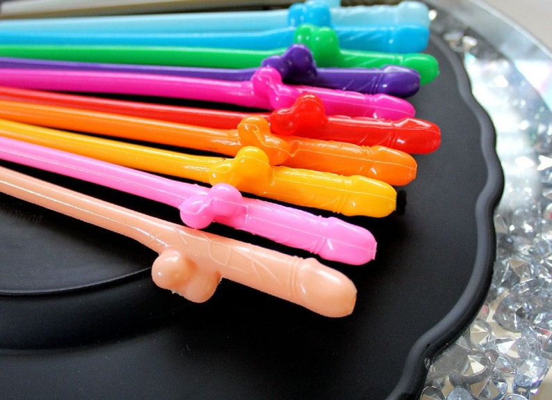 Bachelorette Party Straws, Rainbow, 12-36 Pack Penis Straws, Pecker Straws, Willy Straws, Bachelorette Decorations, or Jumbo Straw, ON SALE image 2