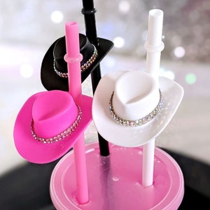 Cowboy Hat Party Straws, Western Boots and Bling, Nash Bash, Mini Cowboy Hat Drinking Straws, Bachelorette Party Favors, Cowgirl Party Straw image 5