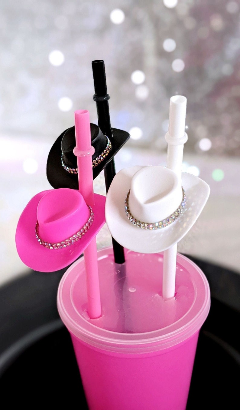 Cowboy Hat Party Straws, Western Boots and Bling, Nash Bash, Mini Cowboy Hat Drinking Straws, Bachelorette Party Favors, Cowgirl Party Straw image 5