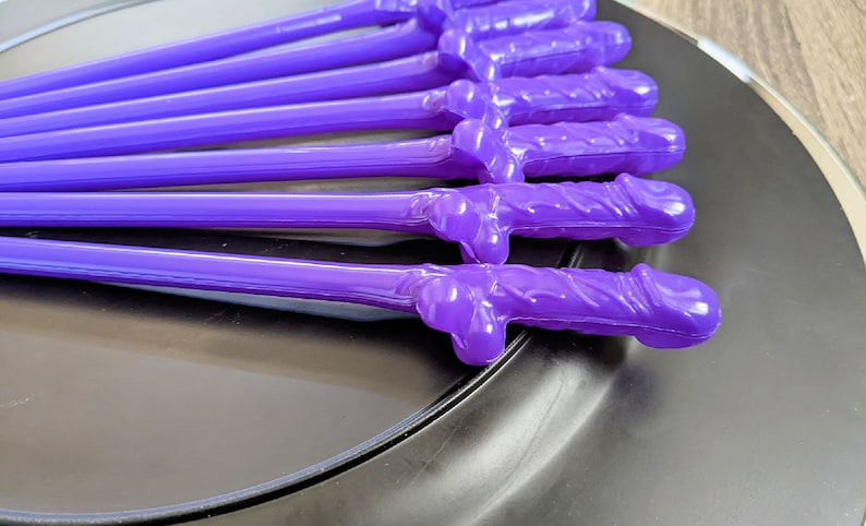 Bachelorette Party Straws, Rainbow, 12-36 Pack Penis Straws, Pecker Straws, Willy Straws, Bachelorette Decorations, or Jumbo Straw, ON SALE 12 Purple