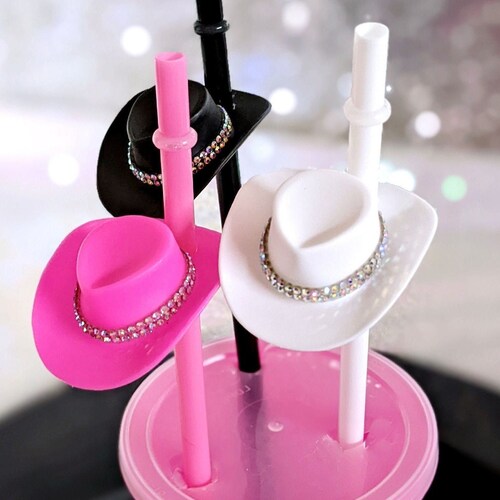 Rhinestone Cowboy Hat Party Straws: Western Cowgirl Decor