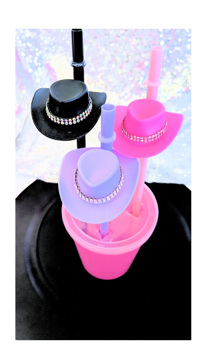 Cowboy Hat Party Straws, Western Boots and Bling, Nash Bash, Mini Cowboy Hat Drinking Straws, Bachelorette Party Favors, Cowgirl Party Straw image 2