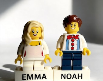 Regalo personalizado para parejas con minifiguras, set de personajes estilo ladrillo personalizados, recuerdo de aniversario hecho a mano, regalo romántico único
