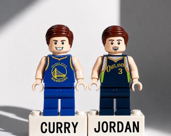 Set di mini figure da basket personalizzate, regalo personalizzato in stile mattone per coppie, souvenir sportivo fatto a mano, idea regalo unica
