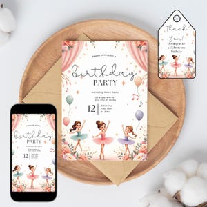 Ballerina Birthday Invitation, Editable Template, Ballet Party Invite, Tutu and Dance Celebration, Kids Ballerina Theme