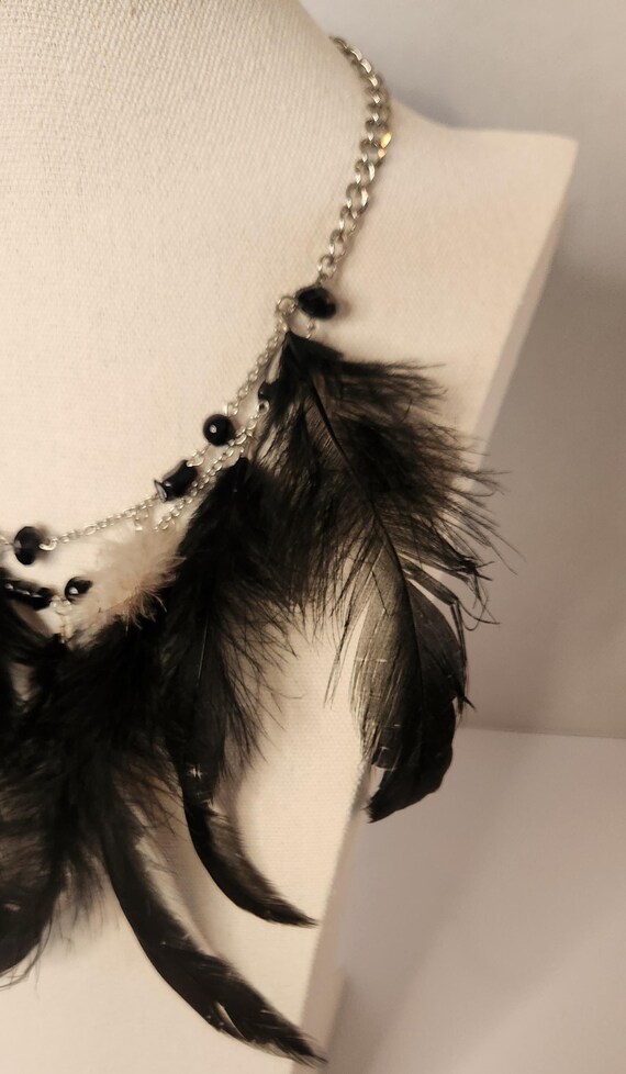 Boho Black Feather Statement Necklace – Festival … - image 3