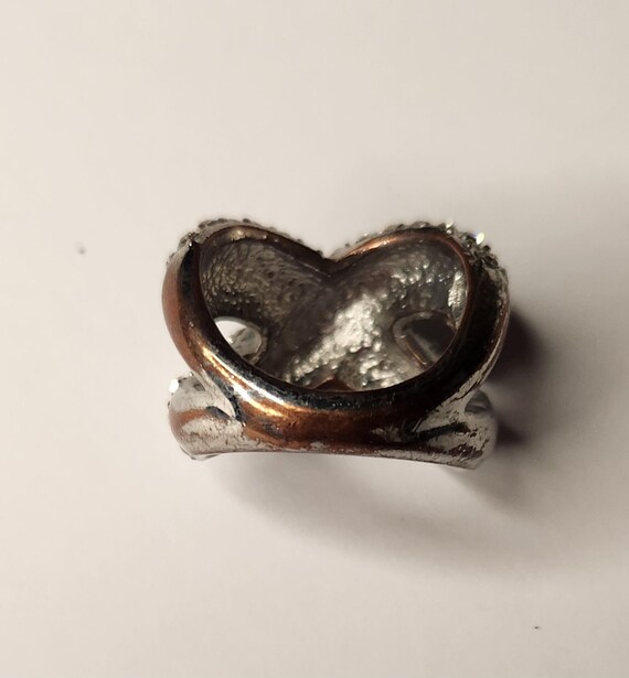 Silver Rhinestone Crossover Statement Ring – X Co… - image 8