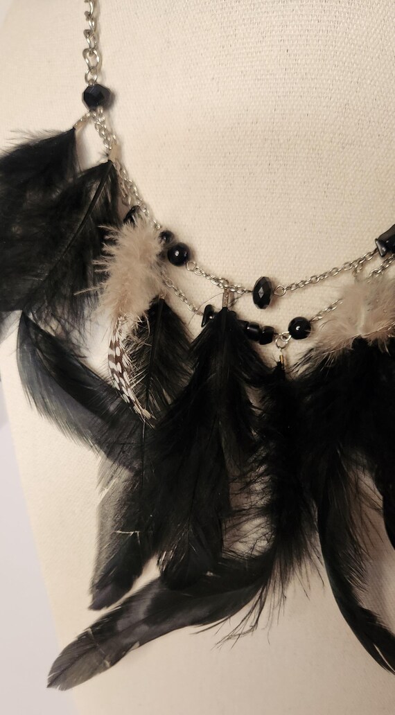 Boho Black Feather Statement Necklace – Festival … - image 2