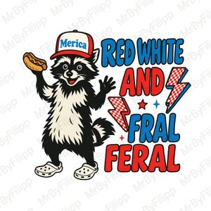 Rood wit en wilde PNG, grappige patriottische wasbeer sublimatie, 4 juli dierlijke clipart, hotdog USA shirt design, Instant Download