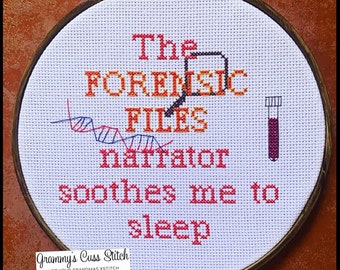 Forensic files cross stitch, true crime, documentary crimes, snarky cross stitch, crime investigations wall decor