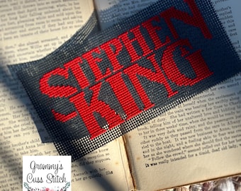 Stephen King bookmark, horror bookmark, supernatural cross stitch, scary cross stitch, suspense book decor