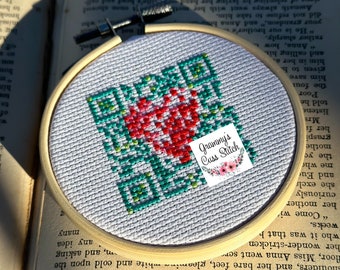 Valentine gift I’d do anything for love QR code, meat loaf, modern cross stitch, wall hanging, subversive cross stitch