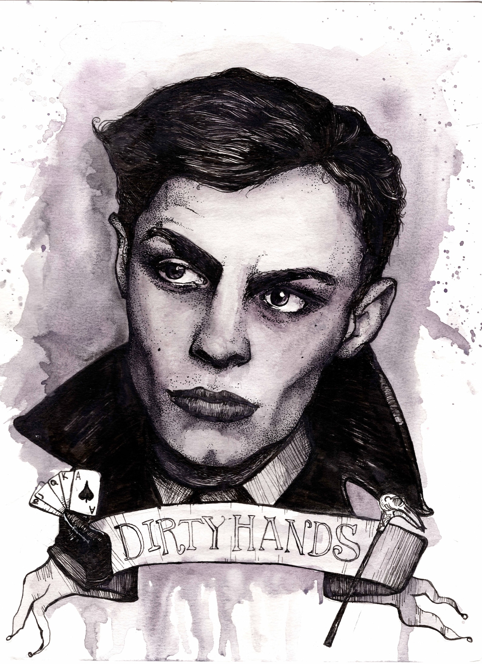 Kaz Brekker Portret Fan Art Schaduw en Bot / Six of Crows / afbeelding 1.