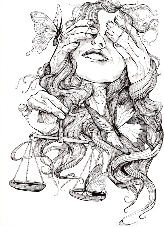 Libra Ink Illustration - Etsy