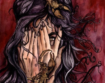 Scorpione Segno zodiacale Illustrazione astrologica Inchiostro e acquerello