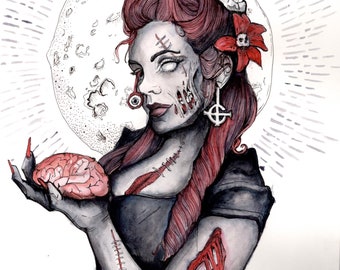ORIGINAL*** Zombie Queen Ghuleh Illustration based on the Ghost song
