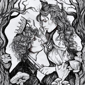 Jude Duarte and Cardan Greenbriar from the Cruel Prince Folk of the Air series digital print