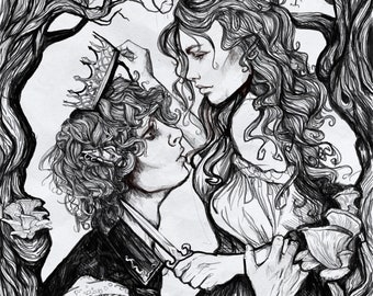 Jude Duarte and Cardan Greenbriar from the Cruel Prince Folk of the Air series digital print