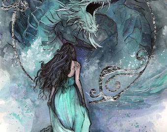 Lysandra and the Sea Dragon from the Throne of Glass Series  by Sarah J Maas Digital Print