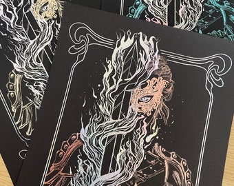 Silver Flame Valkyrie Foil Print: Nesta Archeron Art (8.5x11)
