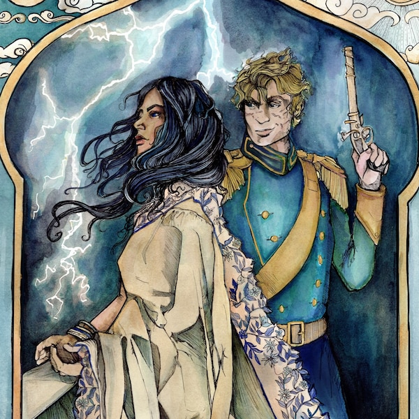 Watercolor Illustration of Zoya and Nikolai from King of Scars/Rule of Wolves from Leigh Bardugo’s Grishaverse book series