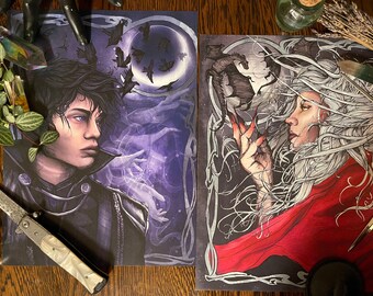 Glastroonafdrukken: Manon Blackbeak en Dorian Havilliard, set van 2 (9 x 12)