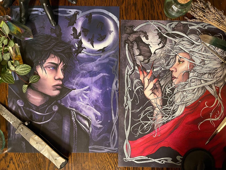 Throne of Glass Prints: Manon Blackbeak & Dorian Havilliard, Set of 2 (9x12) image 1