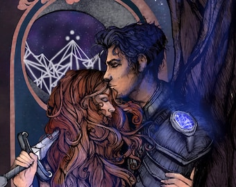 Azriel and Gwyn From the ACOTAR series, Gwynriel Illustration, A Court of Silver Flames Fan Art