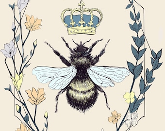 Queen Bee Illustration: 11x17 Art Print