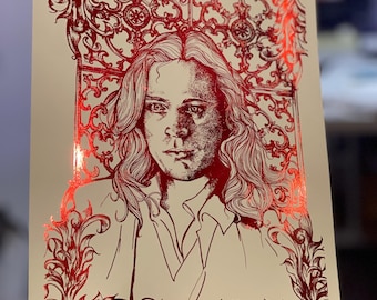 FOIL PRINT of the Vampire Lestat de Lioncourt from AMC Interview with the Vampire Sam Reid red foil portrait