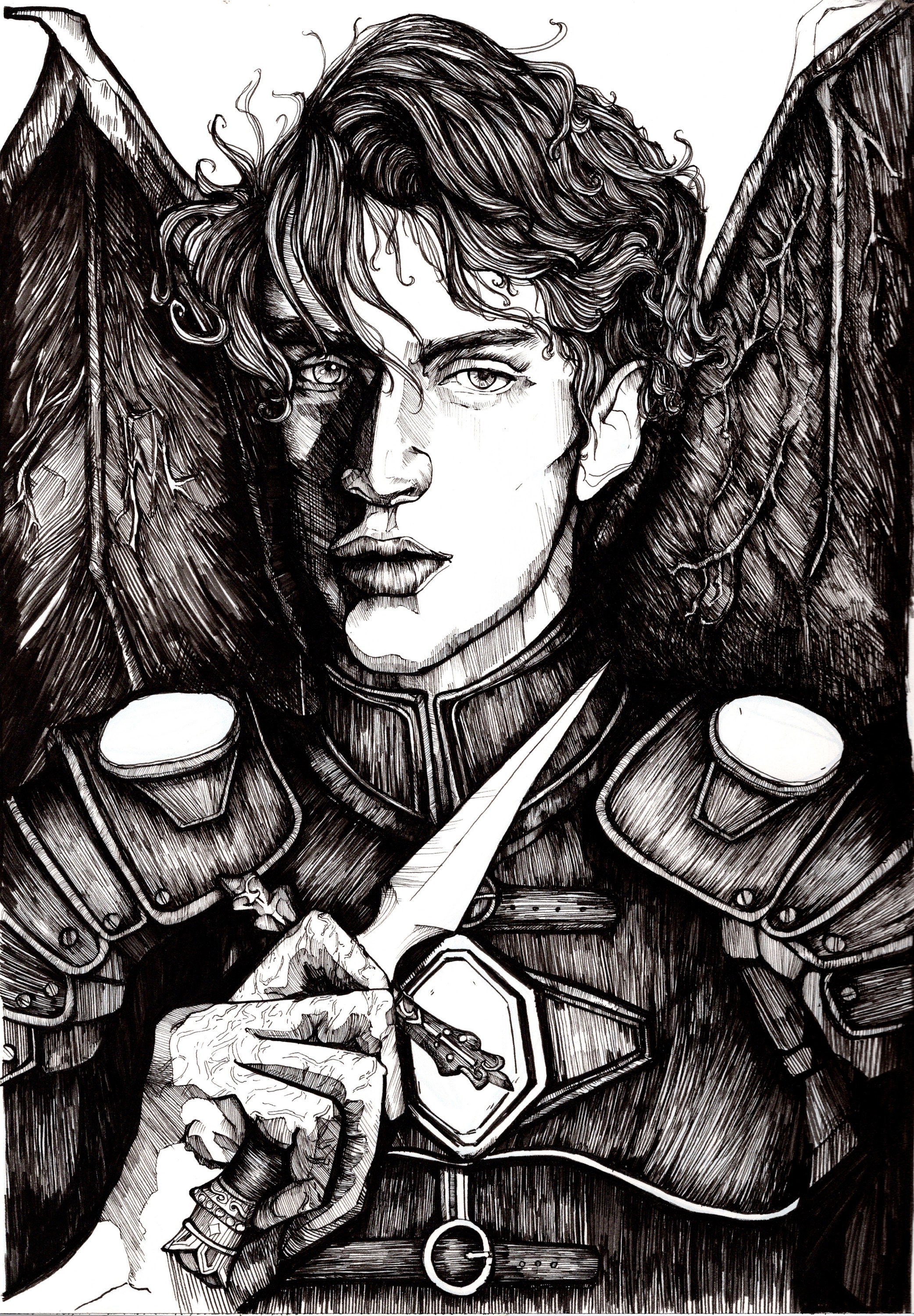 Azriel Shadow Singer Azriel Shadowsinger Ink Portrait: ACOTAR Art Print - Etsy